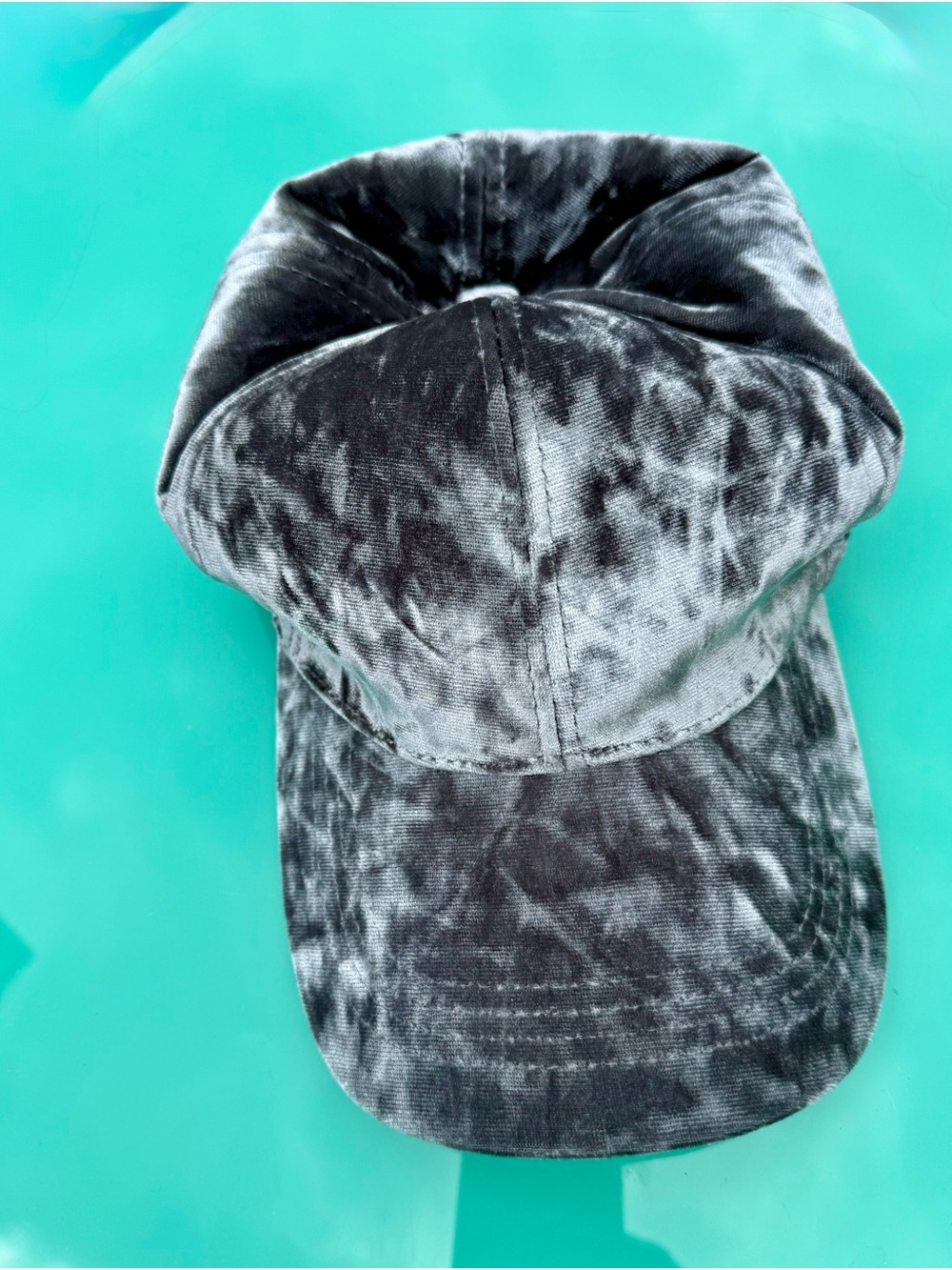 Crushed Velvet Baseball Cap in Charcoal Gray